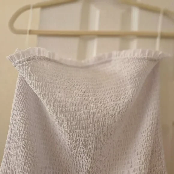 Sleeveless boho Bridal Spring white smocked drop waist bodice ruffle skirt 2X - Picture 11 of 13